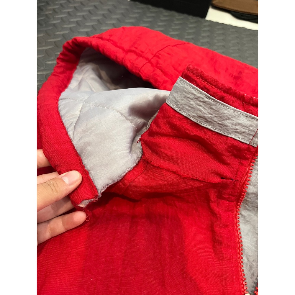 Starter Ohio State Jacket Mens L Red Vintage 90s Hooded Full Zip Windbreaker - Picture 13 of 14